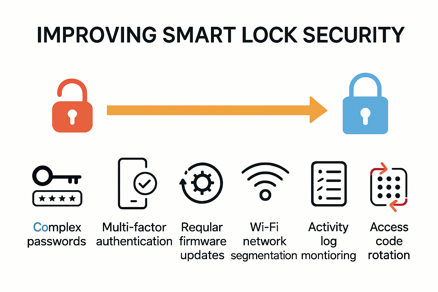 Infographic showing top smart lock security tips