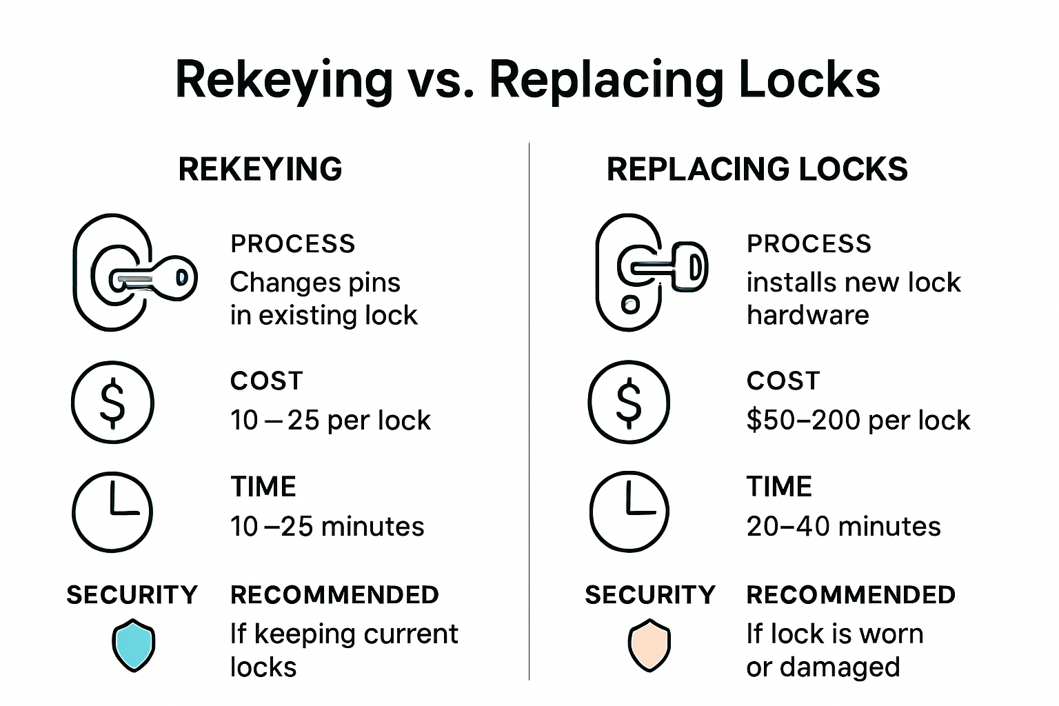 Infographic comparing rekeying and replacing locks