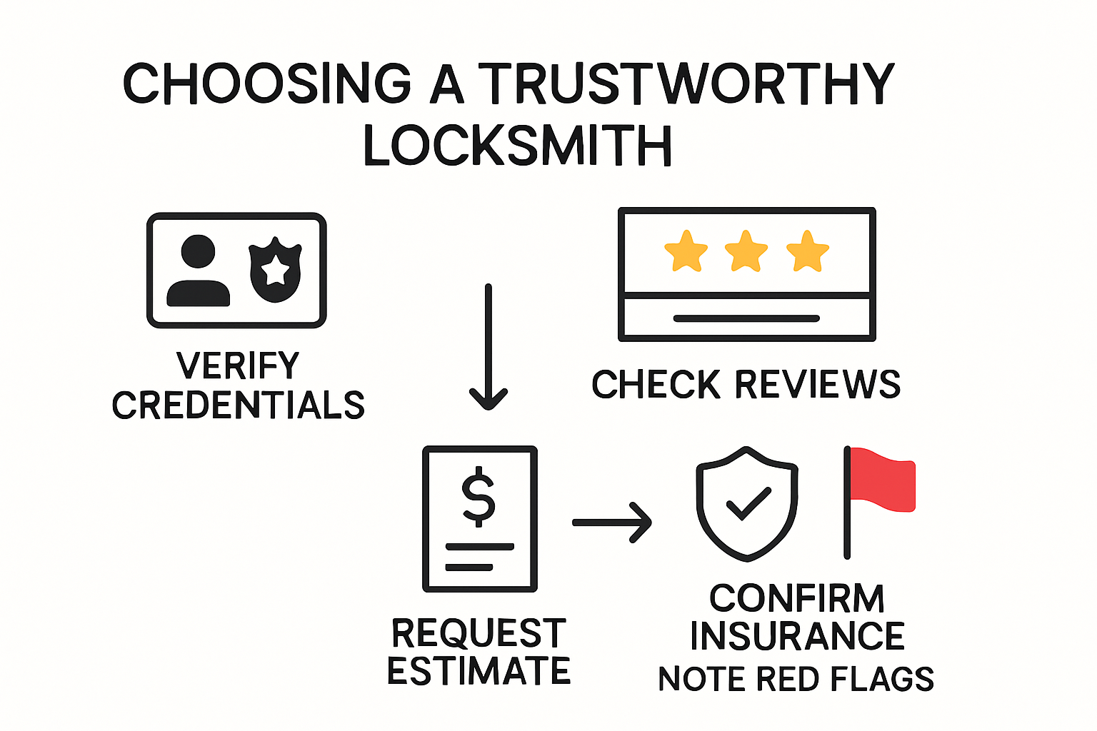 Visual checklist on choosing a reliable locksmith