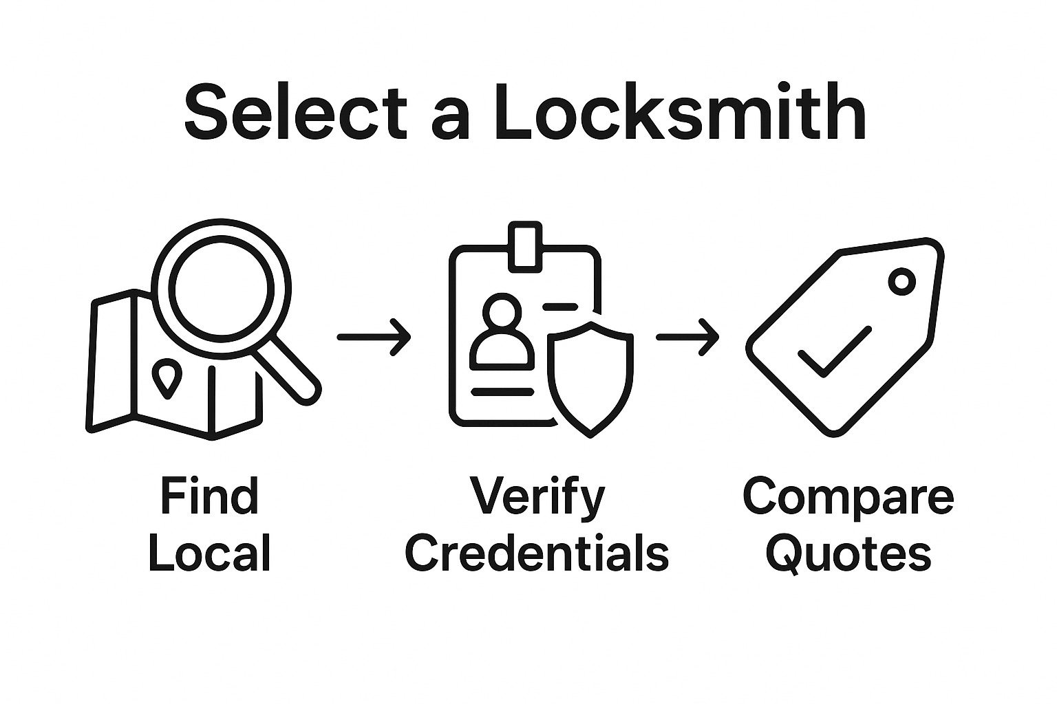 Three-step infographic: find local, verify, compare