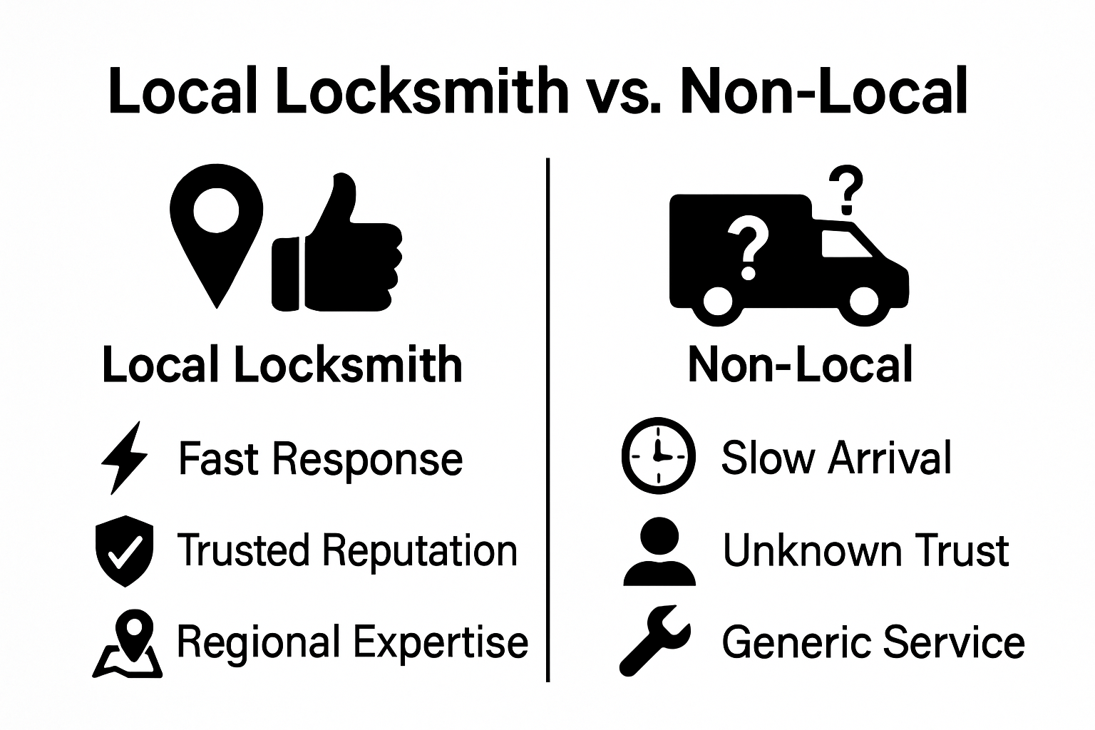 Infographic comparing local and non-local locksmith benefits