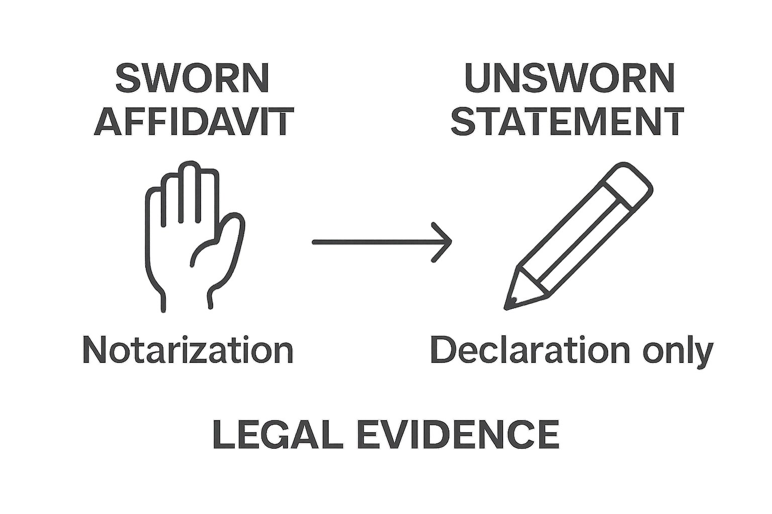 Infographic comparing sworn affidavits and unsworn statements requirements