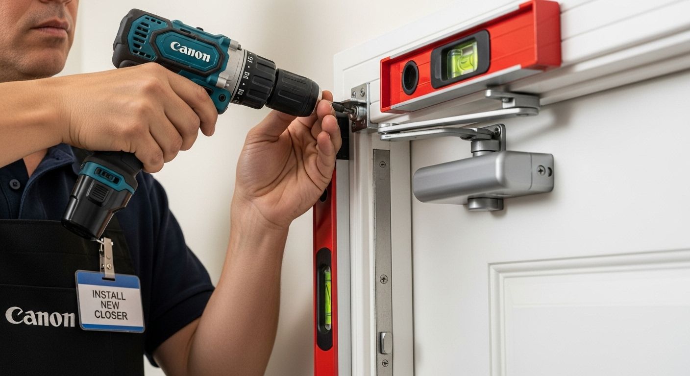 install door closer step