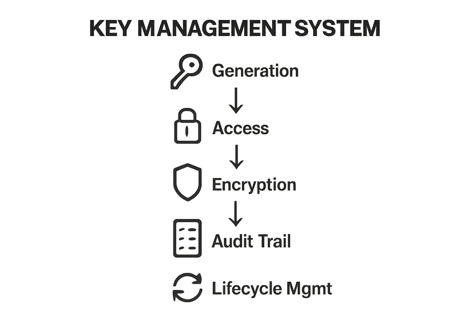 Five key management system components visualized with icons