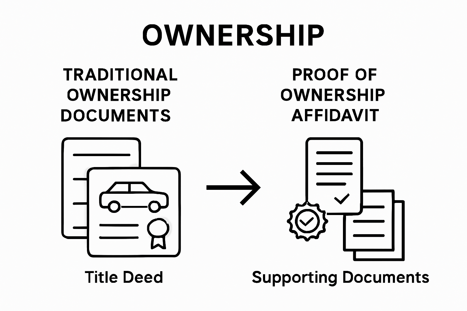 Infographic comparing traditional ownership documents and affidavits