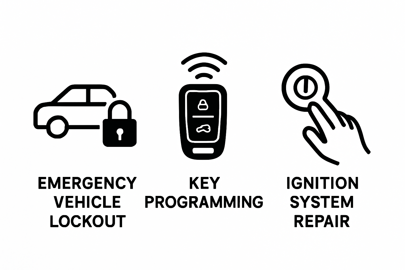 Infographic showing main types of automotive locksmith services