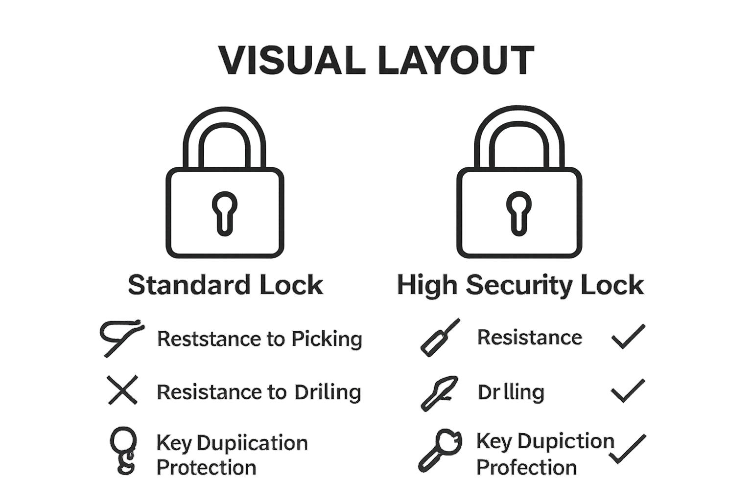 Infographic comparing standard and high security locks across three protection features