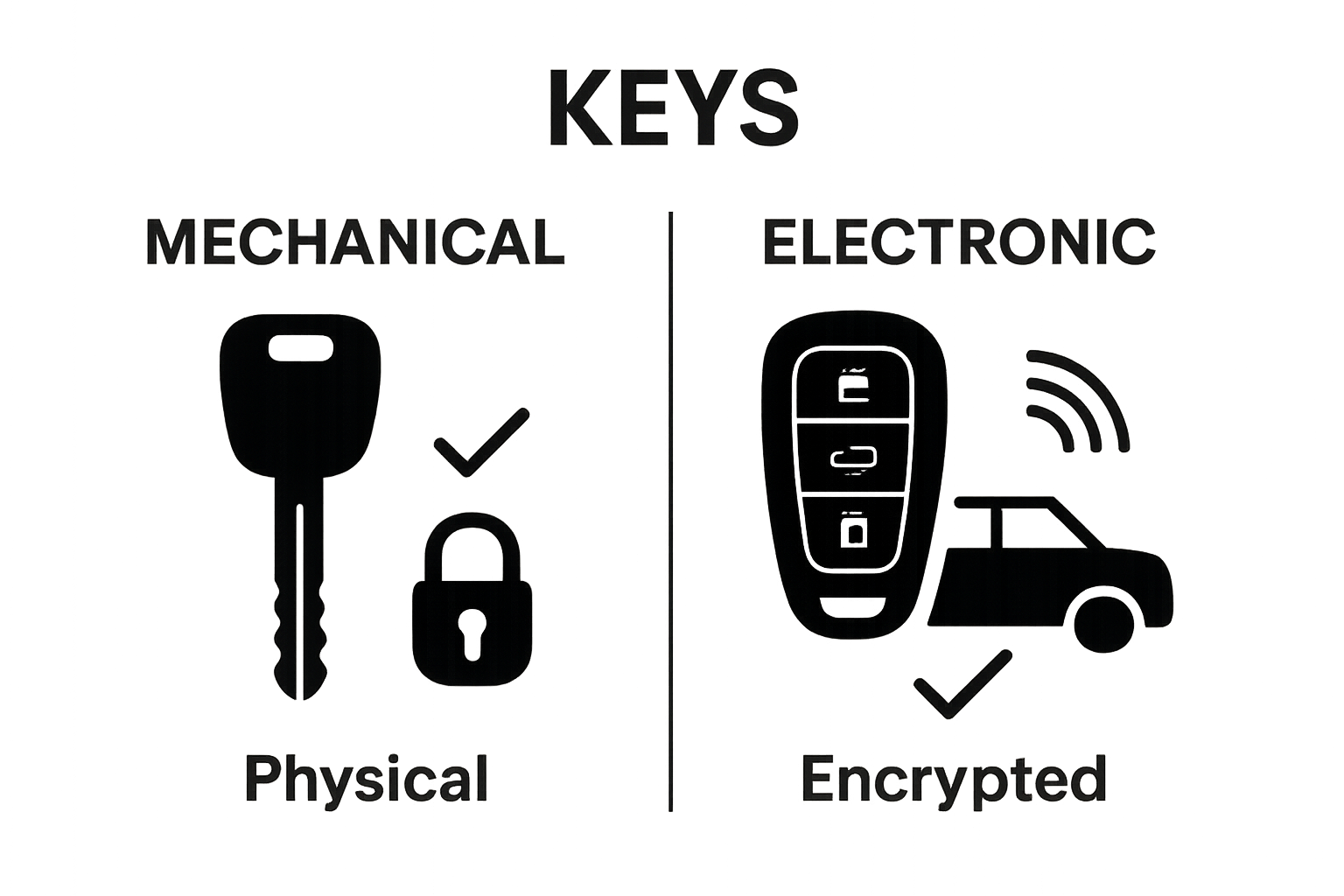 Visual comparison of traditional vs modern car keys