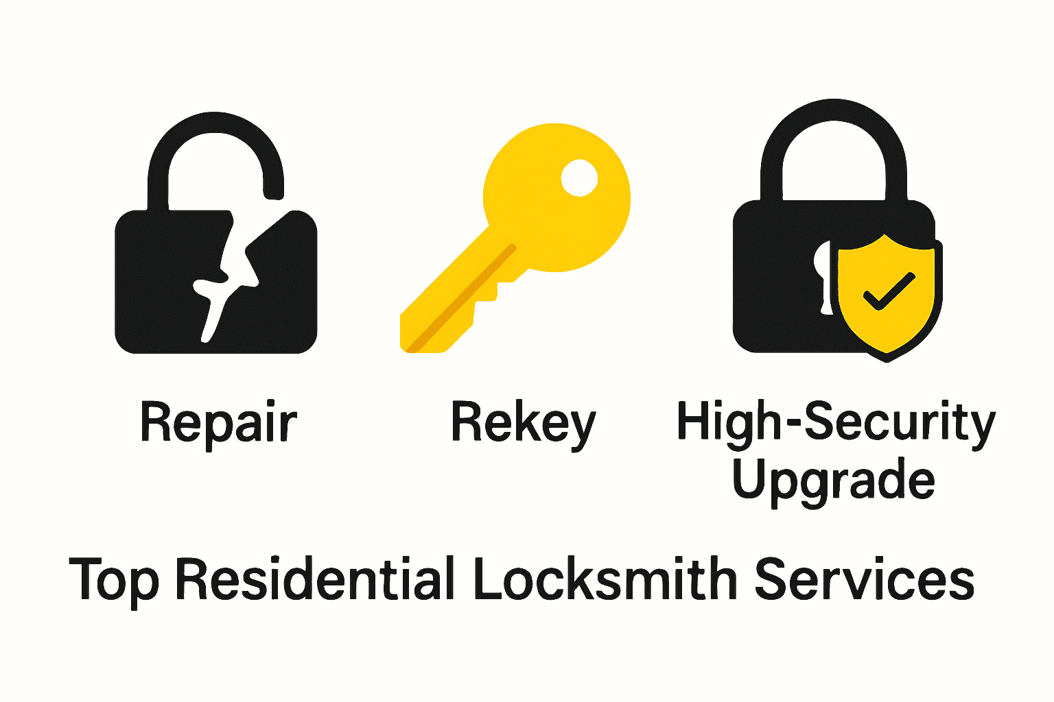 Infographic showing repair, rekey, and upgrade locksmith services