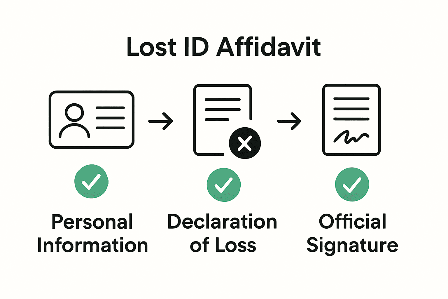 Infographic outlining key components of lost ID affidavit in Ontario