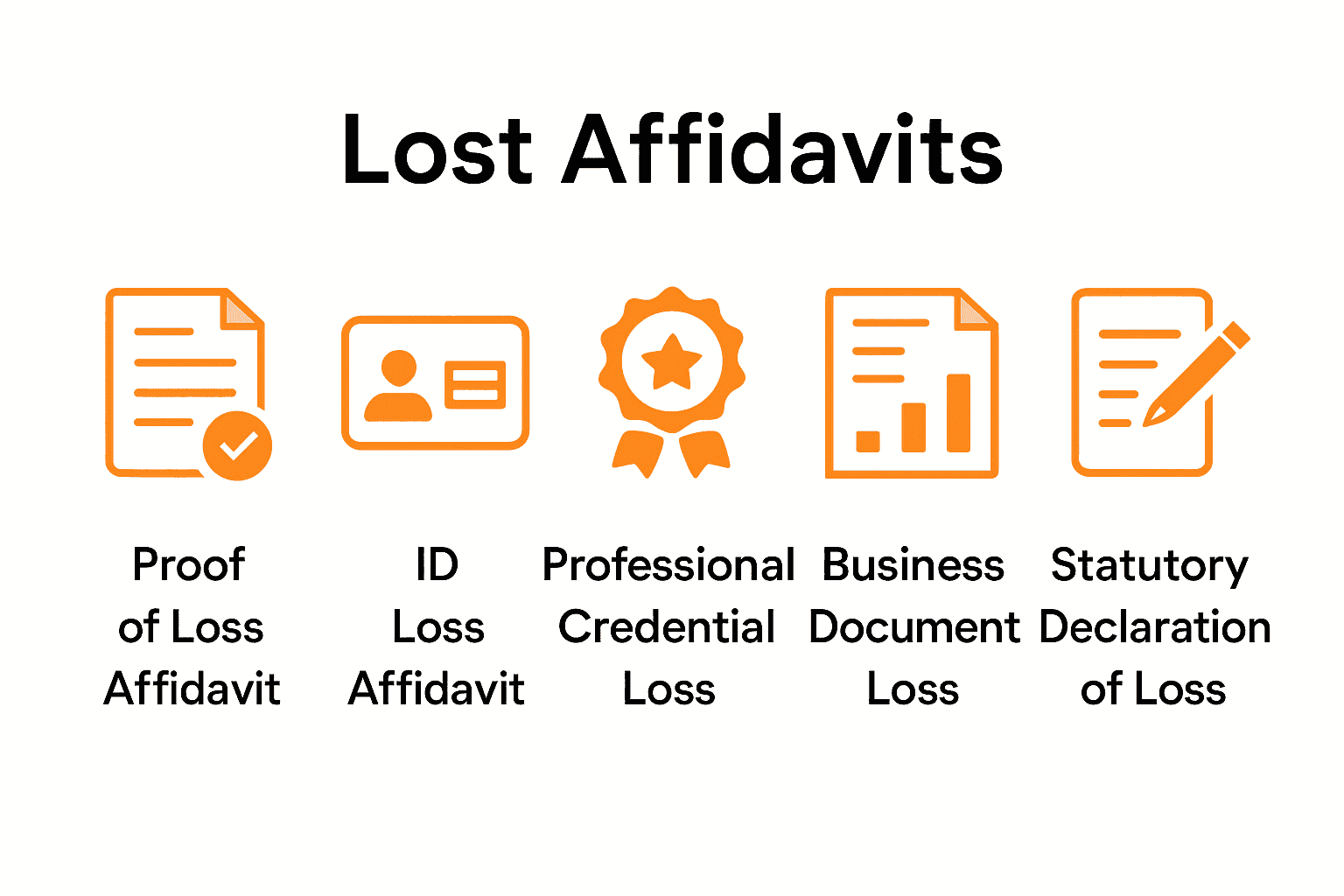 Infographic comparing types and uses of lost document affidavits in Ontario