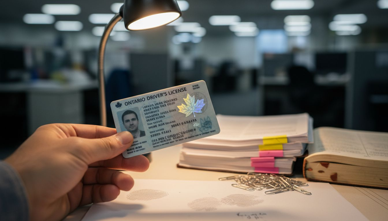 Ontario driver’s license security feature close-up