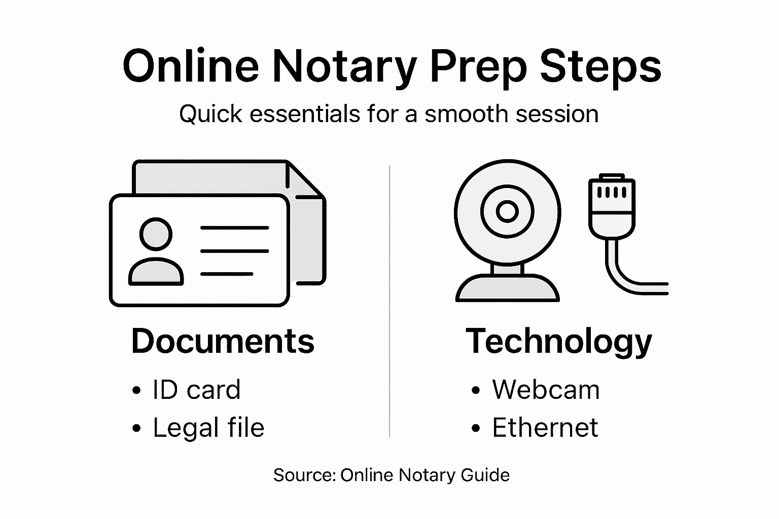Infographic showing online notary preparation steps