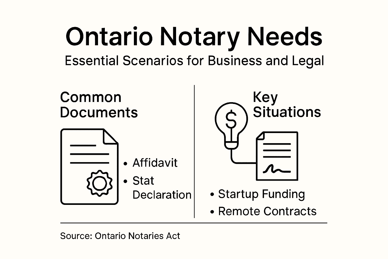 Infographic of Ontario notary scenarios and common documents