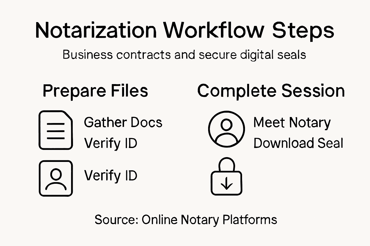 Infographic showing notarization workflow for business contracts