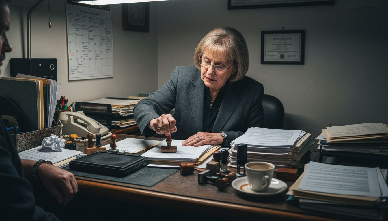 Traditional office notarizing business documents in Ontario