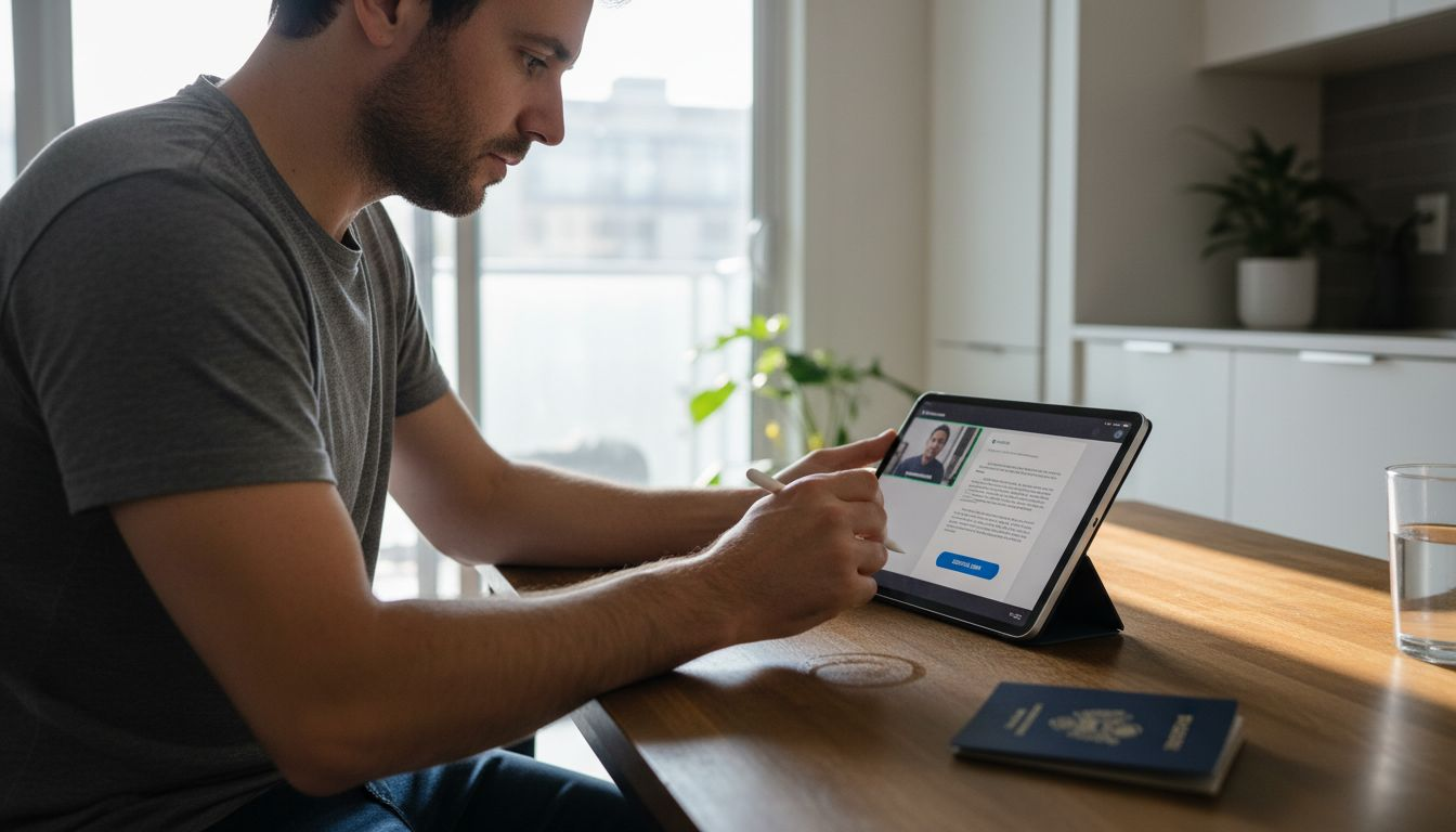 Client digitally signing legal document at home