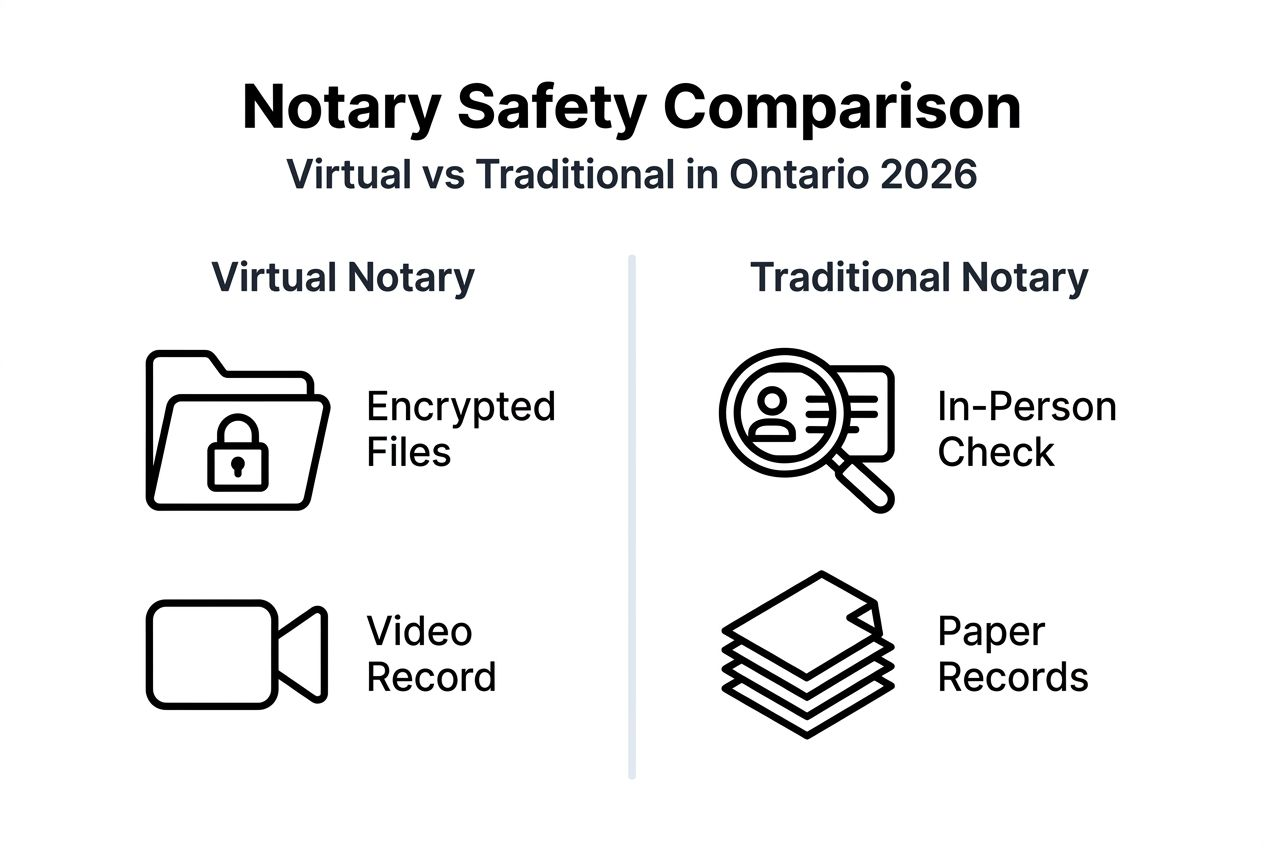 Infographic comparing virtual and traditional notary safety