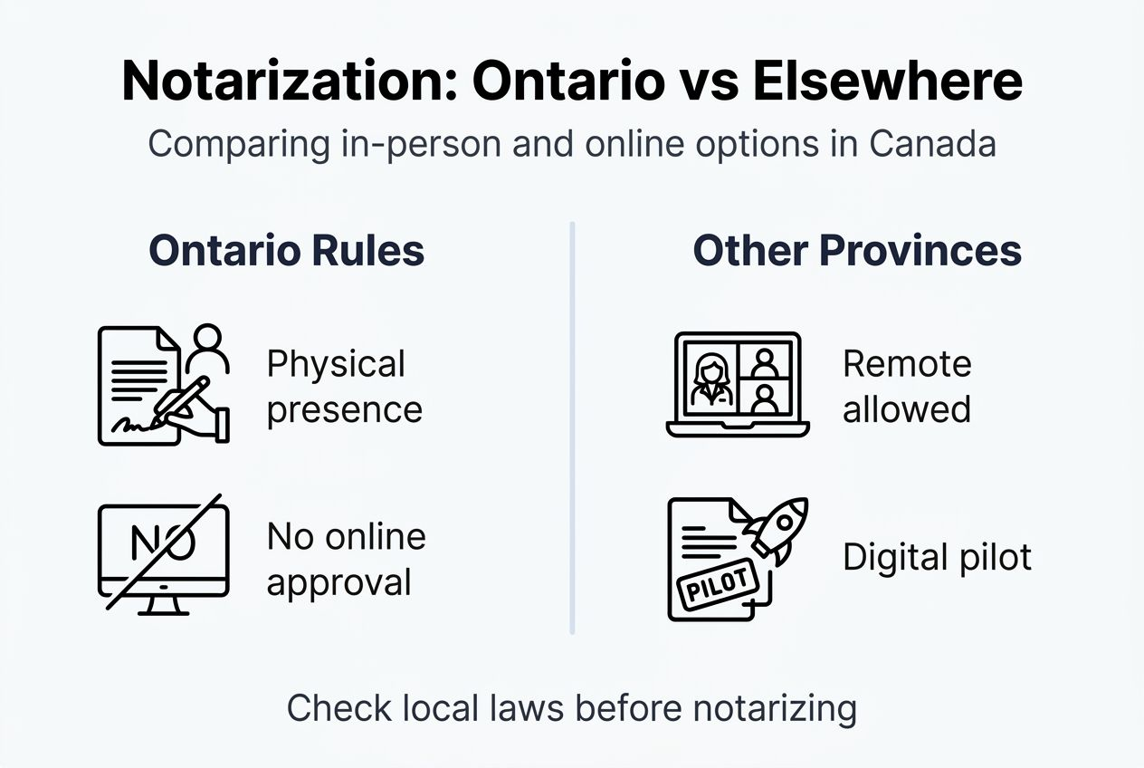 Infographic comparing notary laws Ontario elsewhere