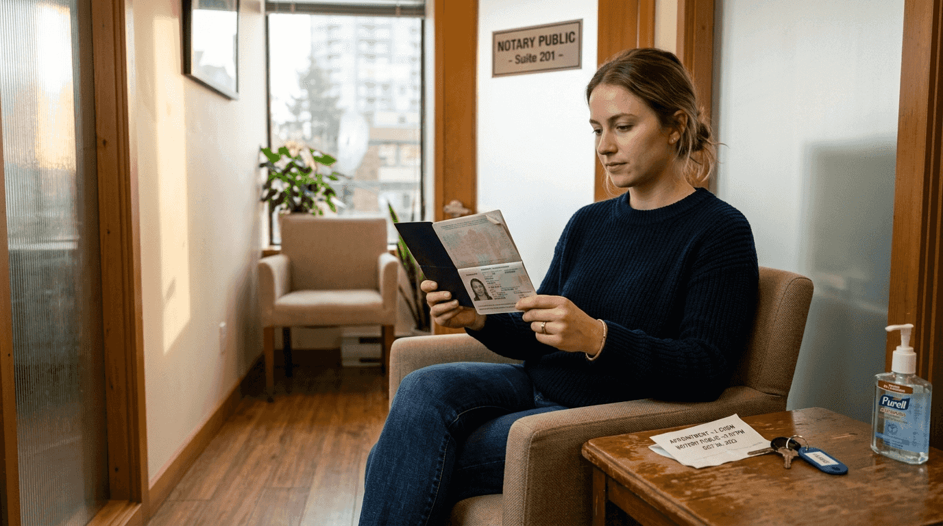 Person holds Canadian passport for identification