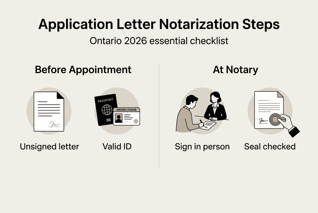 Infographic showing notarization steps in Ontario