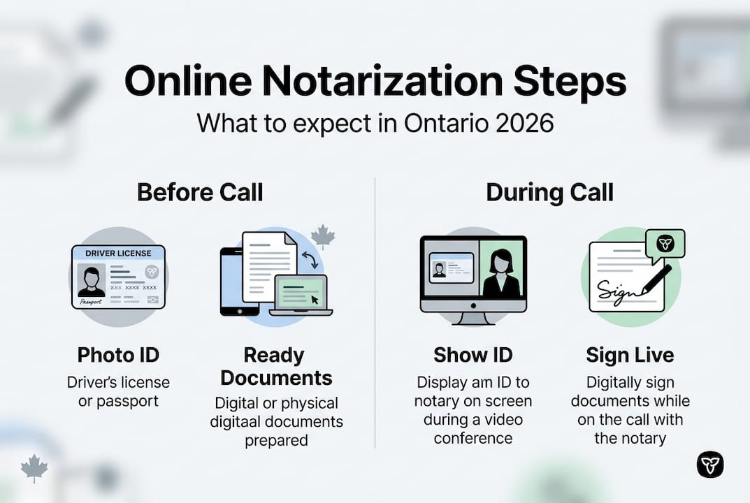 Online notarization steps infographic Ontario