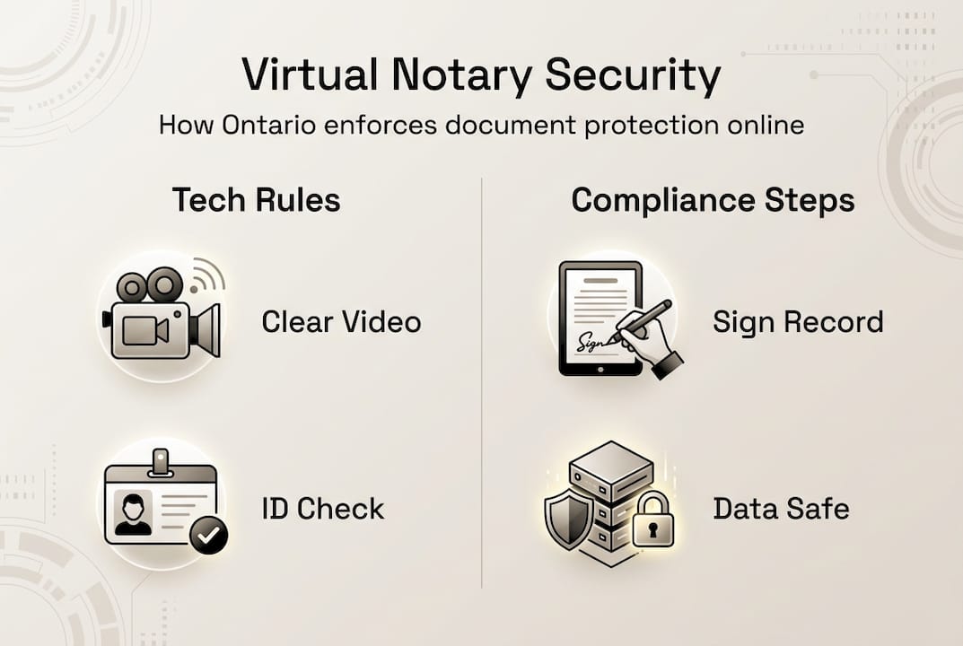Infographic showing Ontario virtual notary security steps