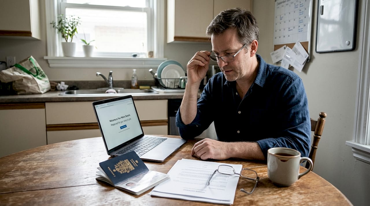 Man prepares identification and documents for remote notary