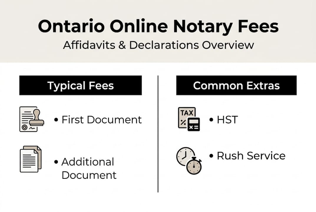 Infographic summarizing Ontario notary fees and extras