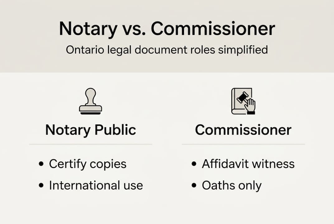 Infographic comparing notary and commissioner