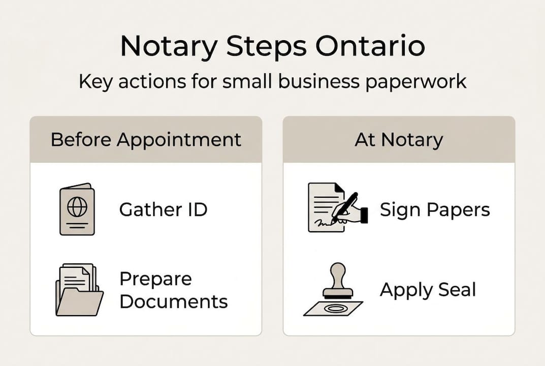 Infographic showing Ontario notary process steps