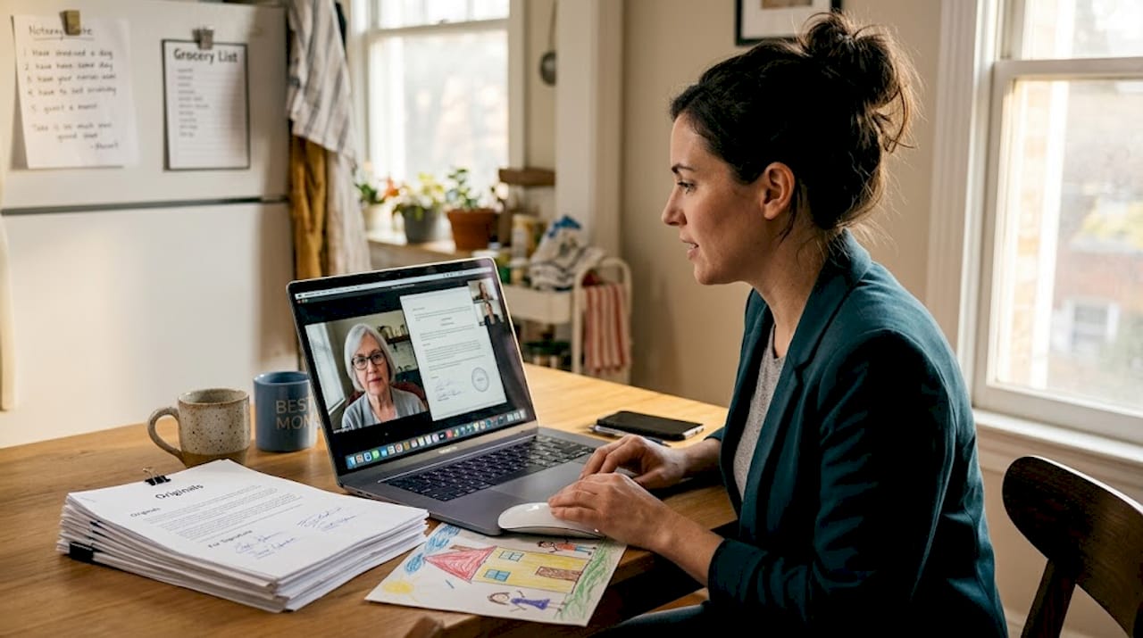 Online notarization at kitchen table