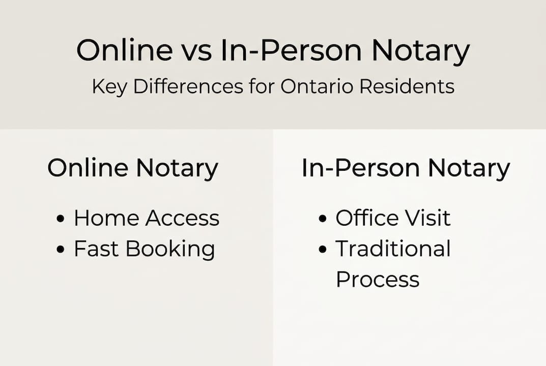 Infographic summarizing online and in-person notary comparison