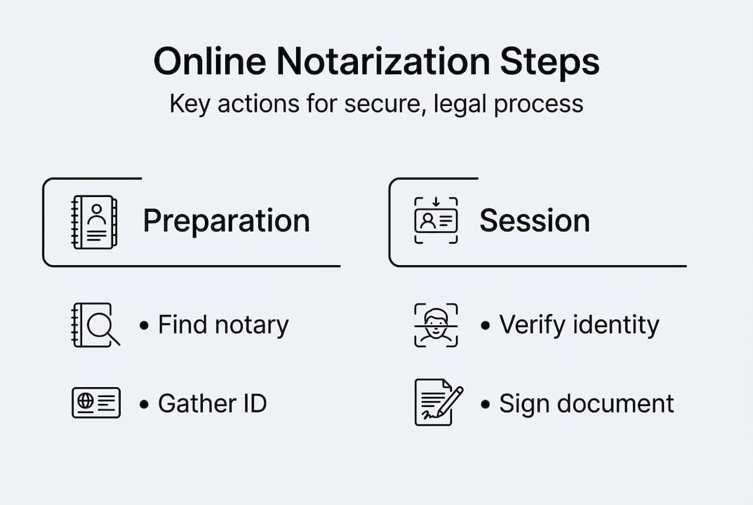 Infographic showing online notarization step overview