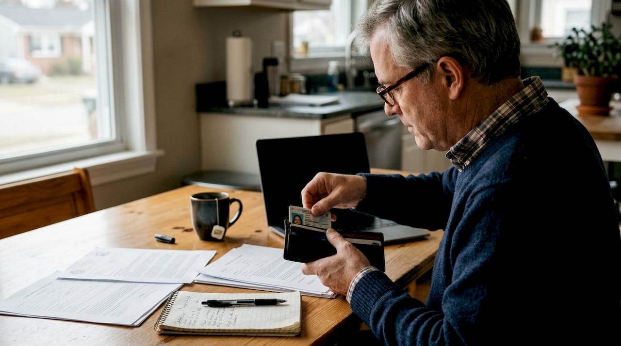 Man preparing documents for notary session