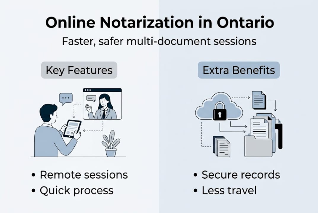 Infographic online notarization features and benefits
