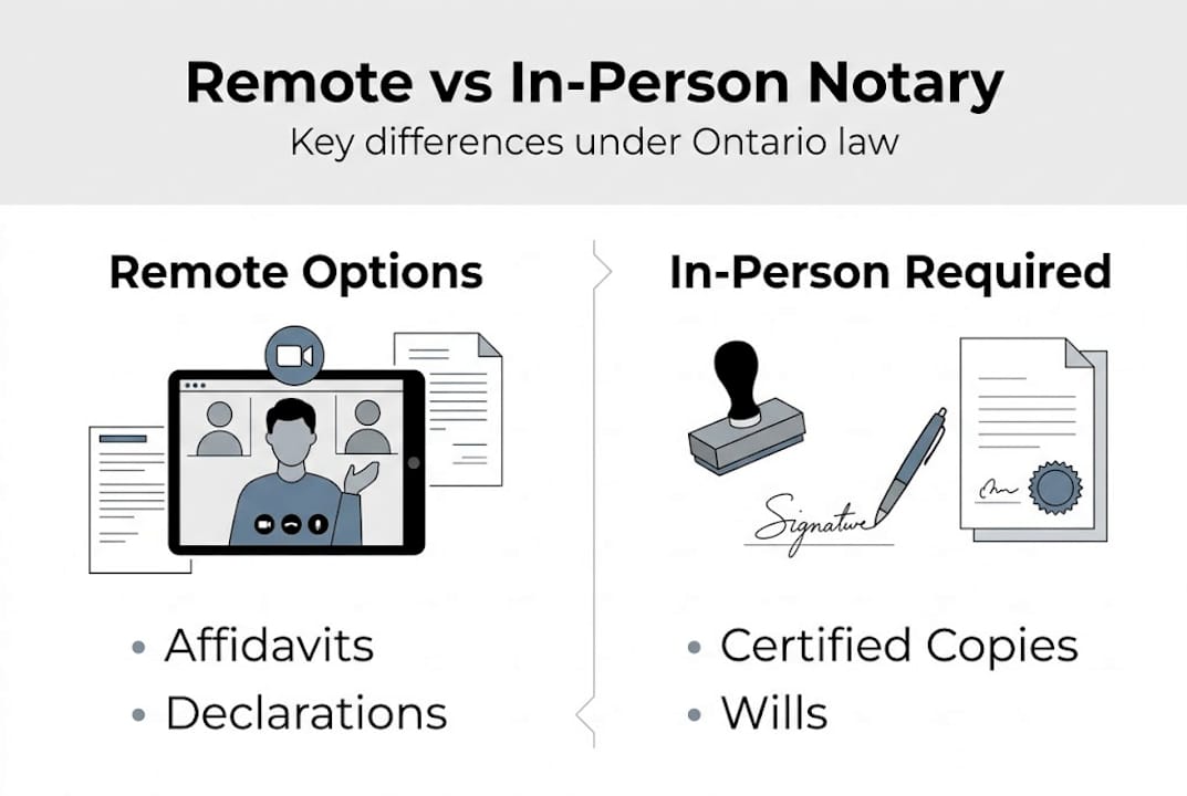 Infographic comparing remote and in-person notary