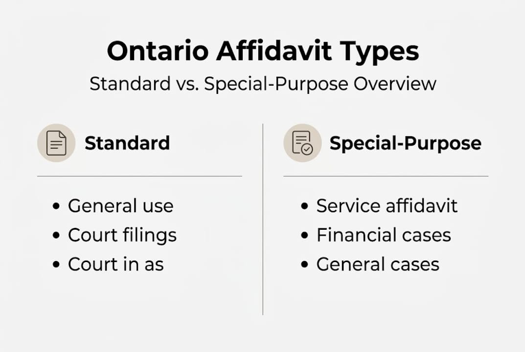 Infographic comparing affidavit types and uses