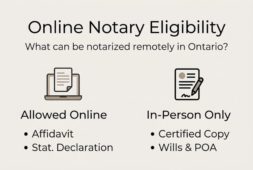 Infographic showing remote and in-person notary differences