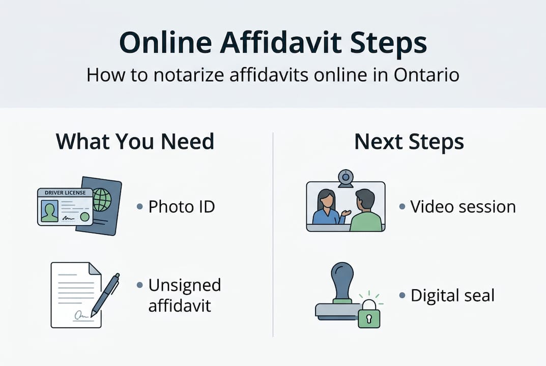 Infographic of online affidavit notarization steps