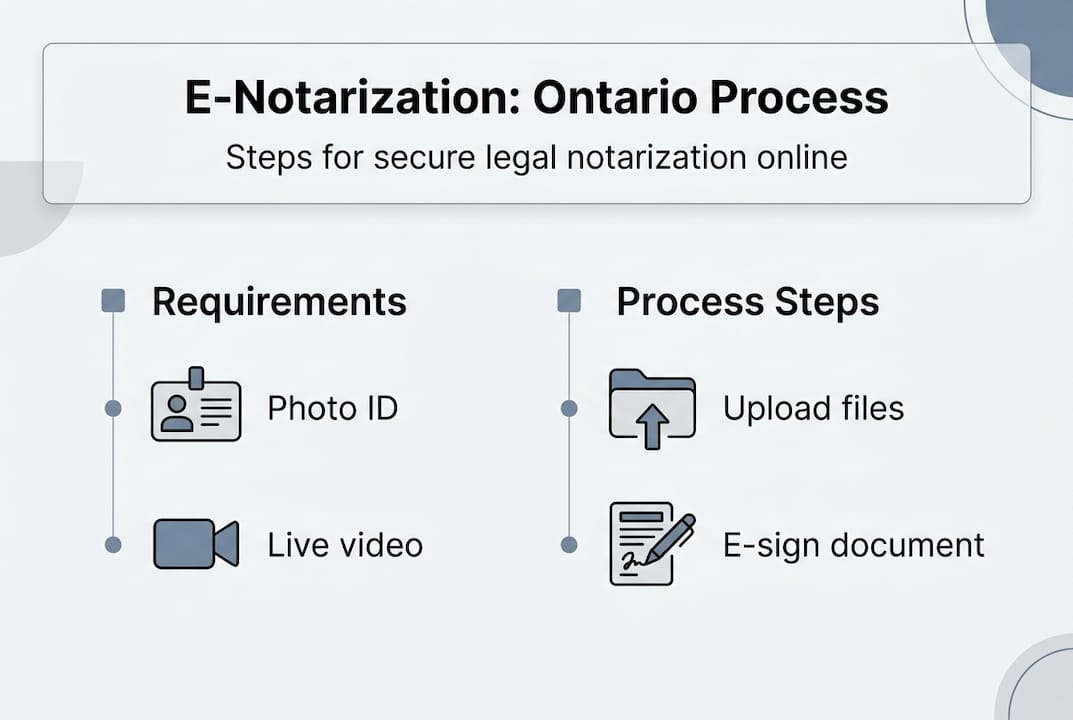 Infographic with e-notarization steps and requirements