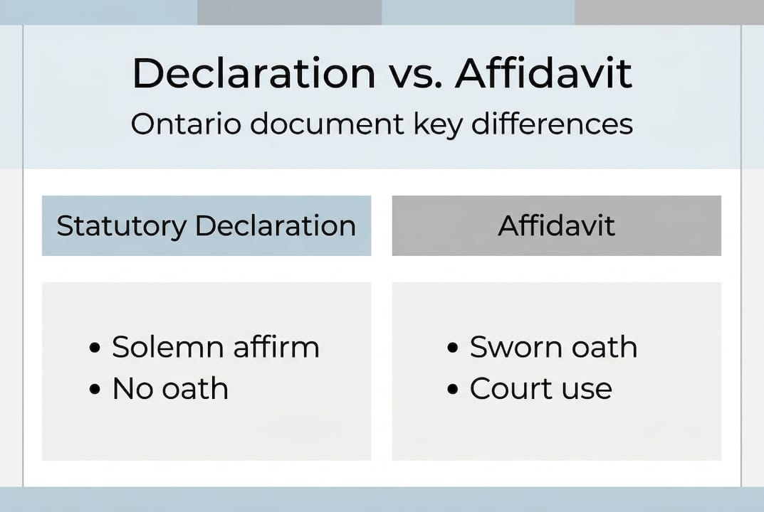 Infographic comparing statutory declaration and affidavit