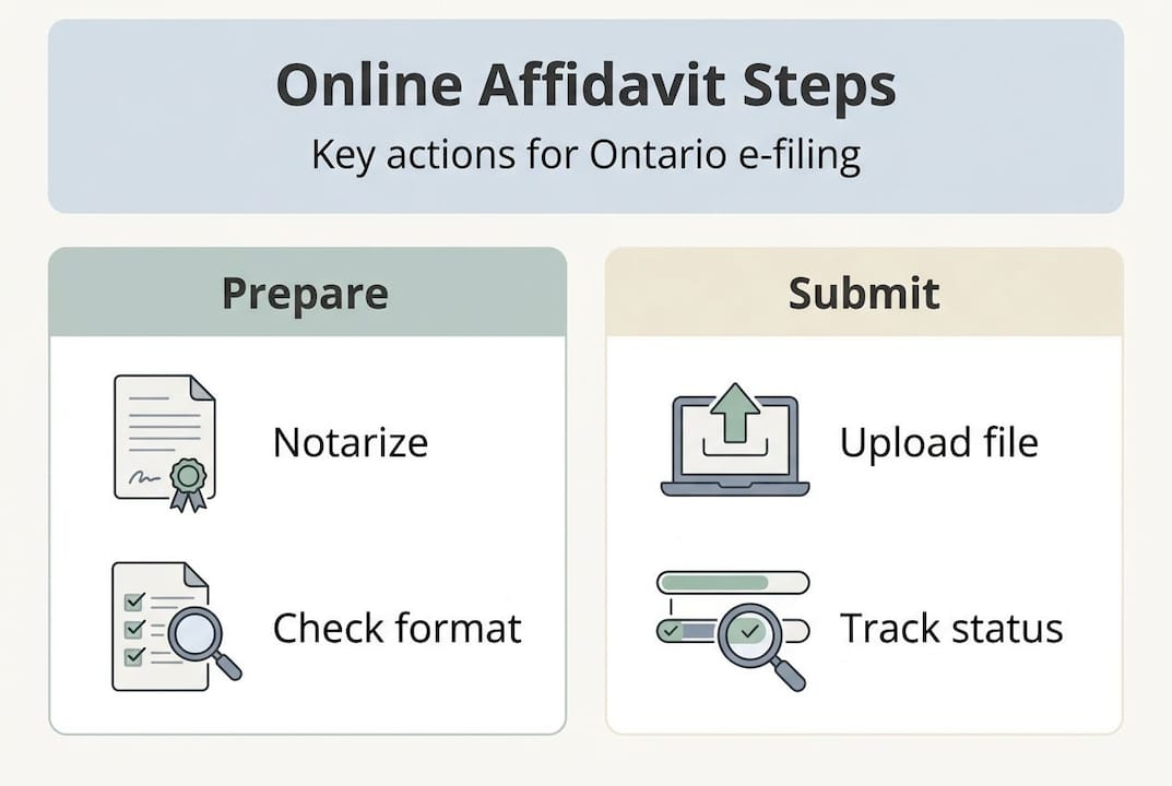 Infographic for online affidavit steps Ontario