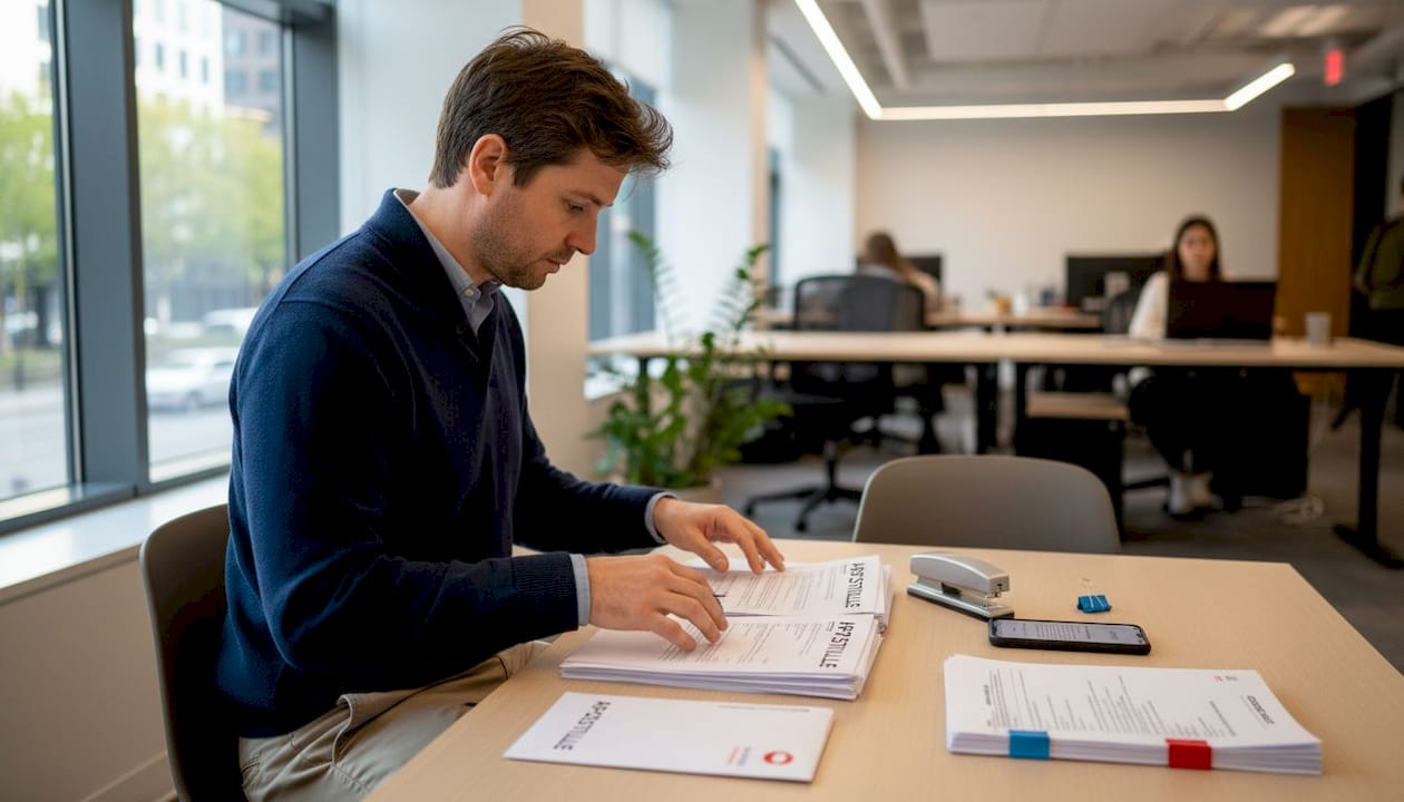 Worker organizing apostille documents Ontario