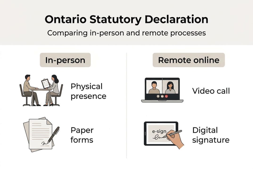 Infographic comparing in-person and remote statutory declarations