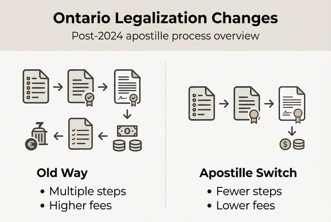 Infographic showing Ontario apostille legalization changes
