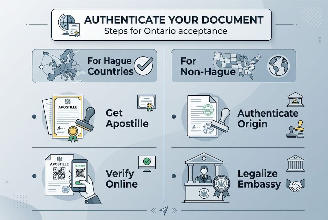 Infographic showing Ontario authentication steps