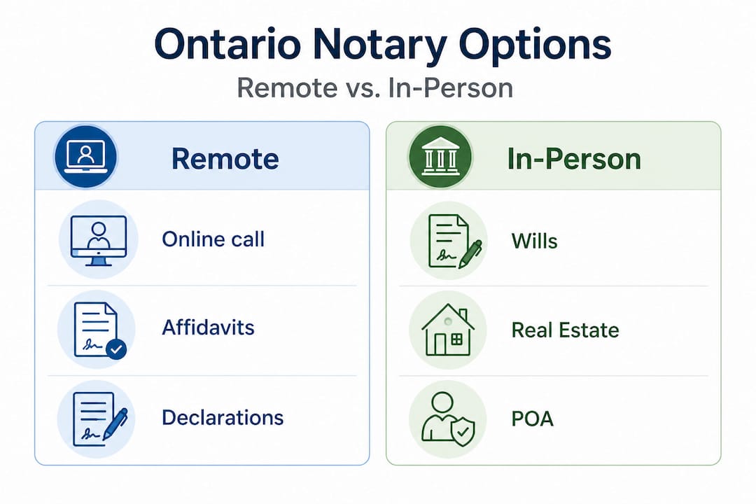 Infographic comparing remote and in-person notary