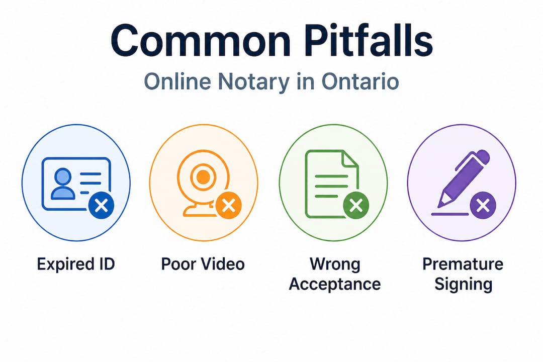 Infographic listing online notary common pitfalls