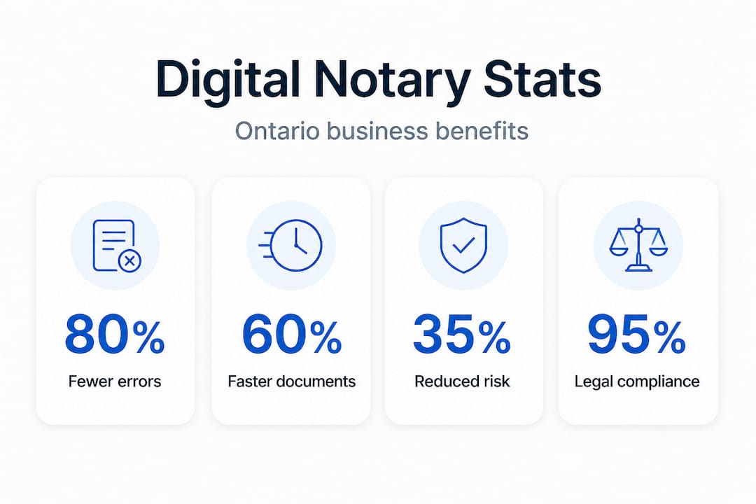 Infographic with online notary stats for Ontario businesses
